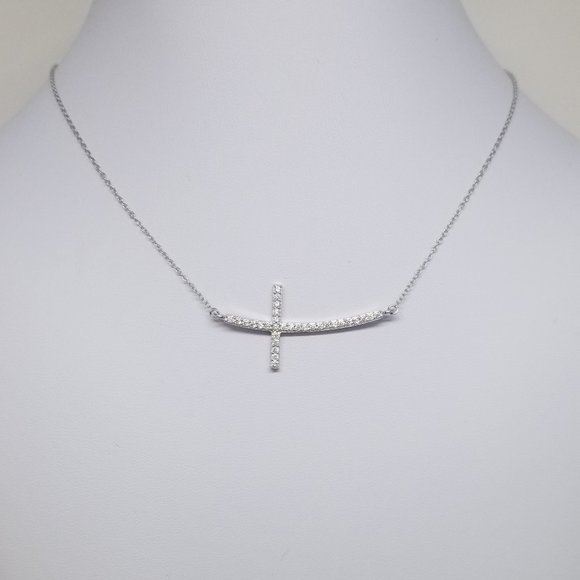 Sterling SIlver CZ Cross Shape Charm Neckl… - Picture 1 of 3